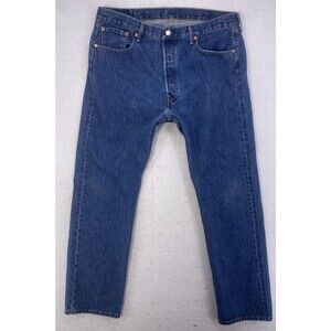 LEVI'S 501 Button Fly Denim Jeans Men's W38 L32 Dark Wash Straight Leg Western